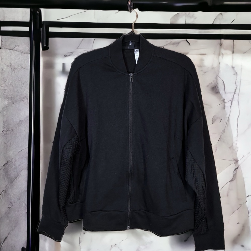 ADIDAS *NWT womens XL zipper jacket netting Mesh Bomb black